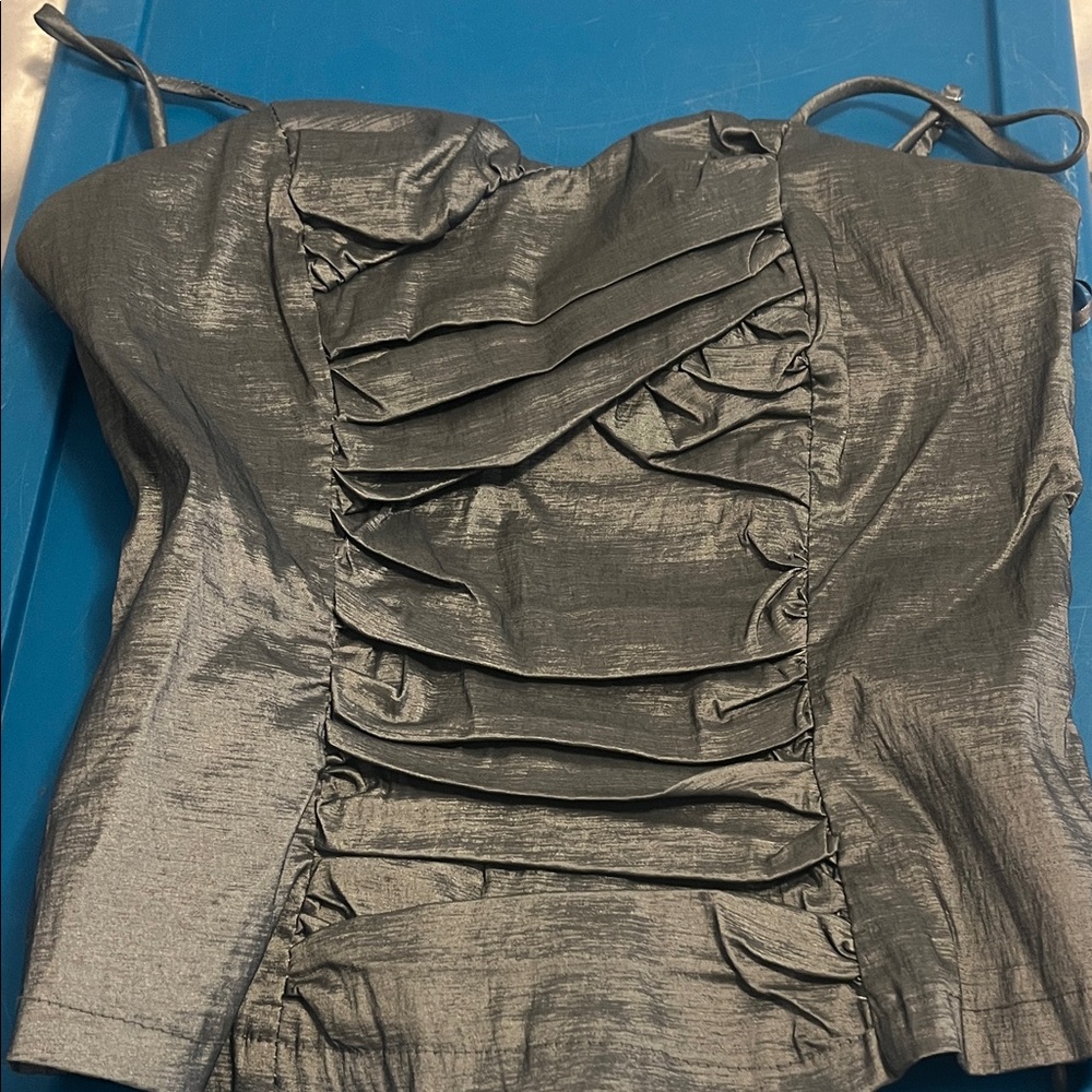 Brand new Chic Metallic Gray Ruched Camisole